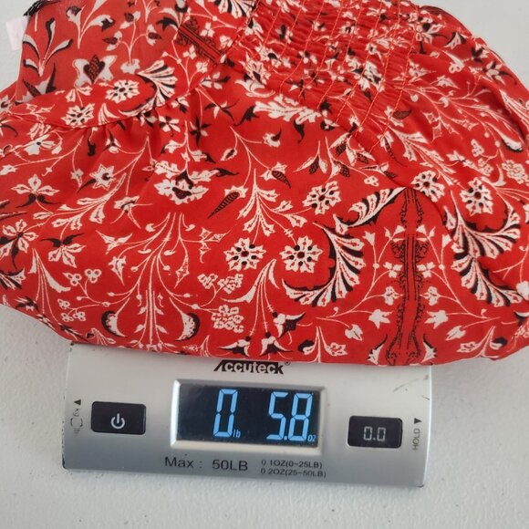 Rose + Olive Womens Red Floral Smockedd Button Front Short Sleeve Top Size 2X - Picture 10 of 10